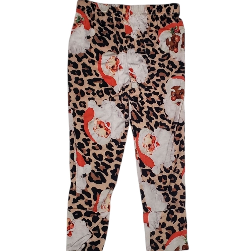 Posh Peanut Pajama Bottoms Tan|Black Lana Claus Baby Girls 18-24 Months